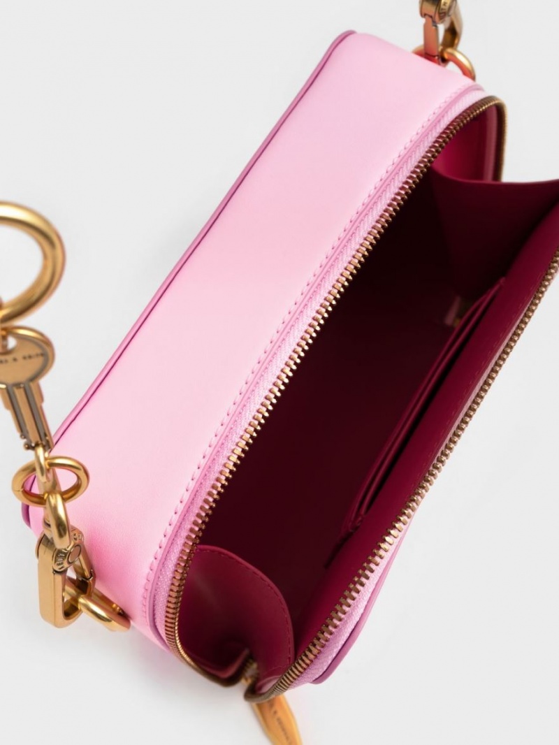 τσαντα χειροσ Charles And Keith Lock & Key Chain ροζ | 31927-ACPZ