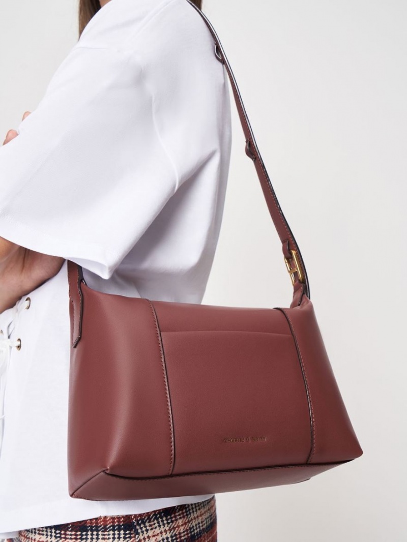 τσάντεσ ώμου Charles And Keith Lorain σοκολάτα | 24368-YSHI