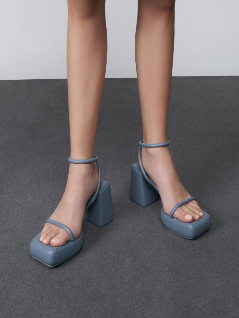 μποτα πλατφορμα Charles And Keith Lucile Calf μπλε | 41398-CWYE