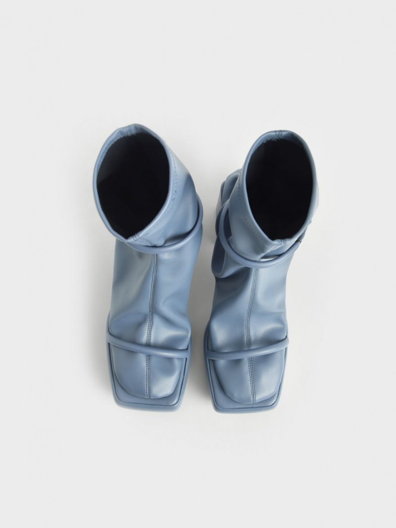 μποτα πλατφορμα Charles And Keith Lucile Calf μπλε | 41398-CWYE