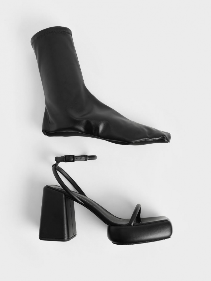 μποτα πλατφορμα Charles And Keith Lucile Calf μαυρα | 47830-JHVW