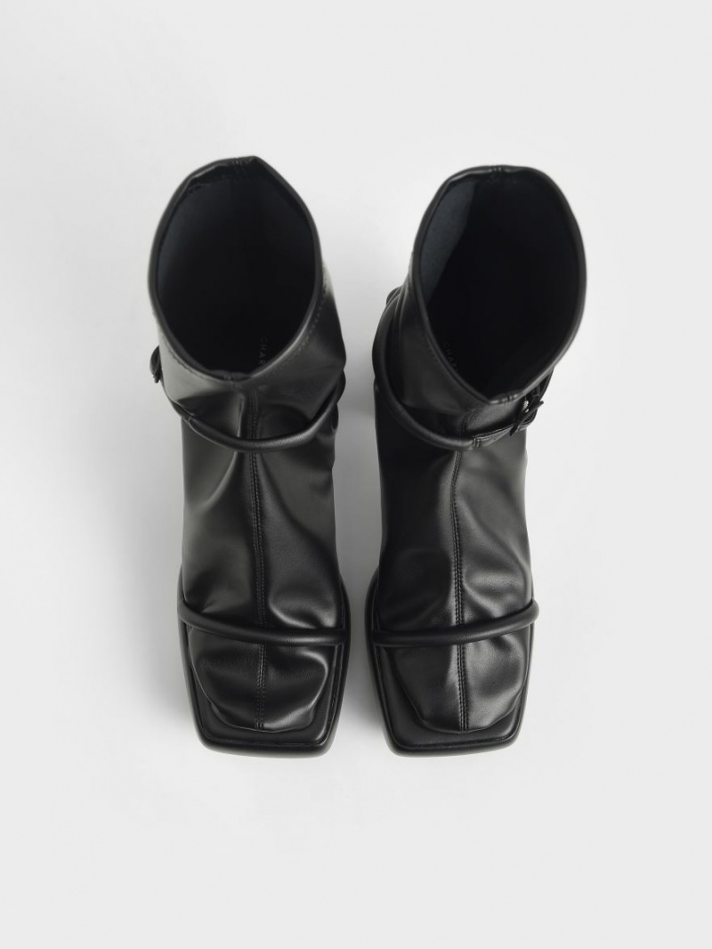 μποτα πλατφορμα Charles And Keith Lucile Calf μαυρα | 47830-JHVW