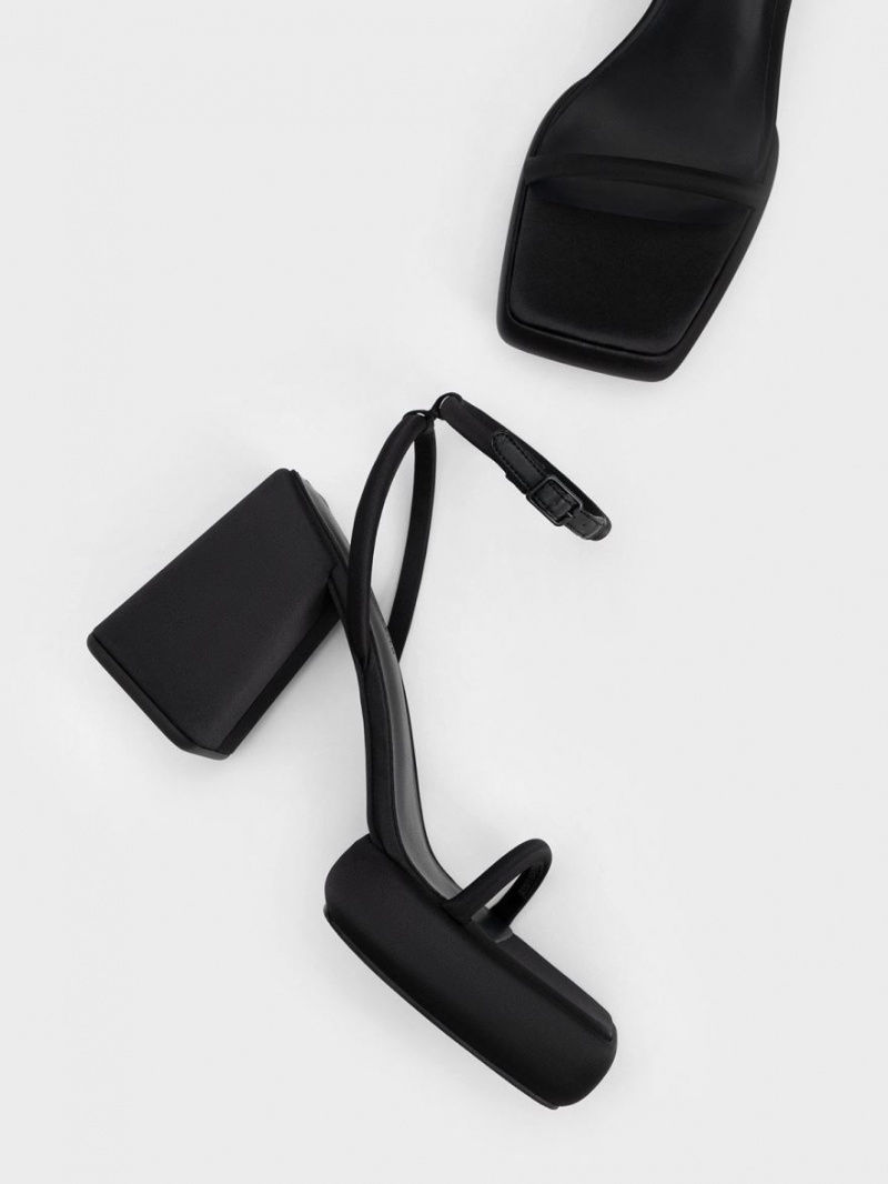 ψηλεσ μποτεσ Charles And Keith Lucile Satin Thigh μαυρα | 72635-JBQR