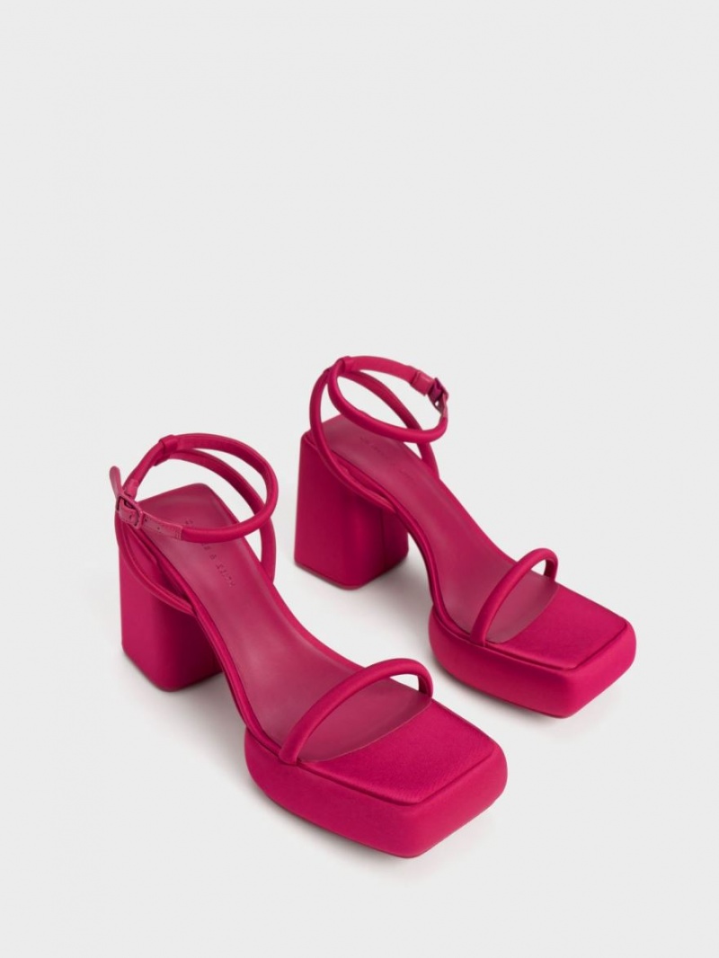 Πεδιλα Πλατφορμεσ Charles And Keith Lucile Satin κοκκινα | 29816-AZRE