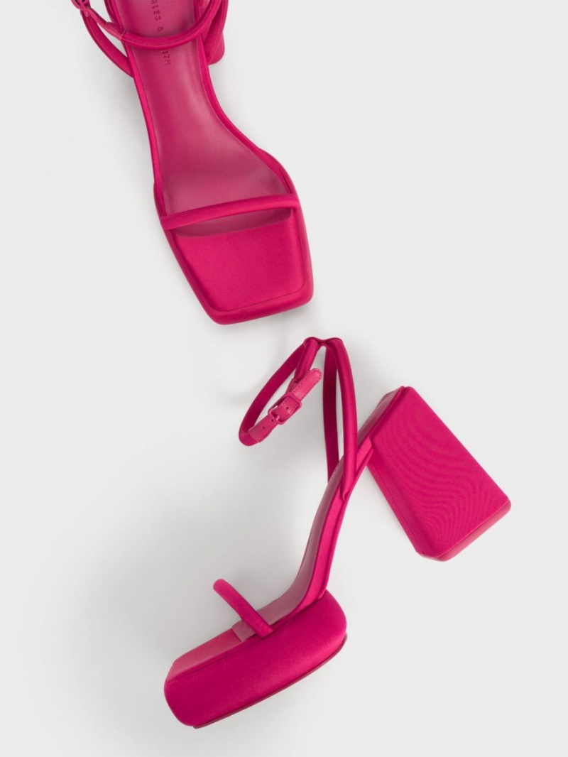 Πεδιλα Πλατφορμεσ Charles And Keith Lucile Satin κοκκινα | 29816-AZRE