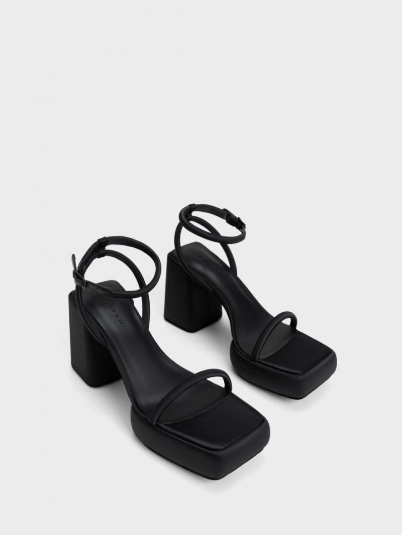 Πεδιλα Πλατφορμεσ Charles And Keith Lucile Satin μαυρα | 53607-ZCEP