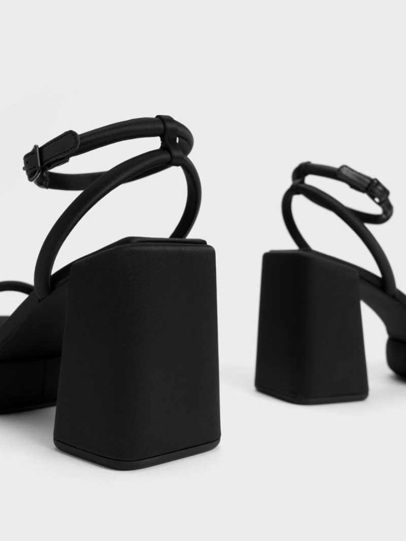 Πεδιλα Πλατφορμεσ Charles And Keith Lucile Satin μαυρα | 53607-ZCEP