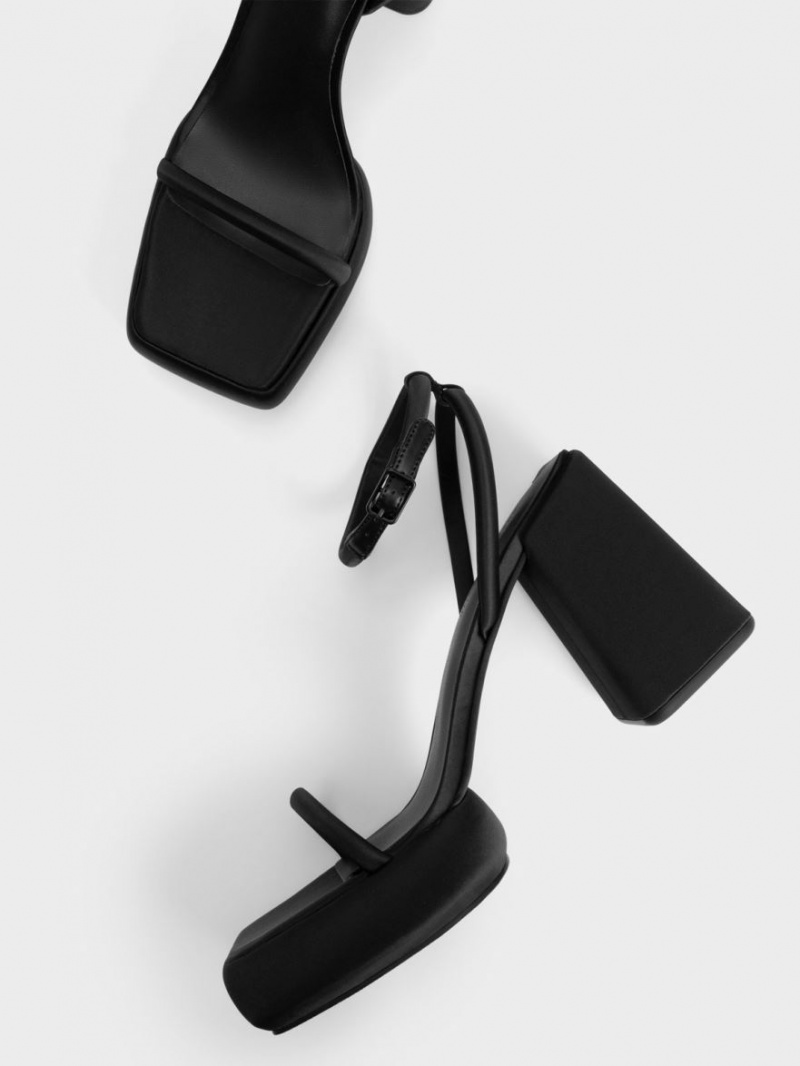 Πεδιλα Πλατφορμεσ Charles And Keith Lucile Satin μαυρα | 53607-ZCEP