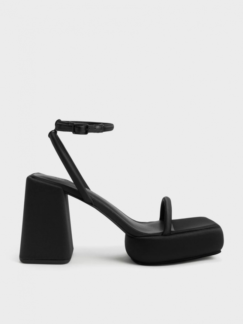 Πεδιλα Πλατφορμεσ Charles And Keith Lucile Satin μαυρα | 53607-ZCEP
