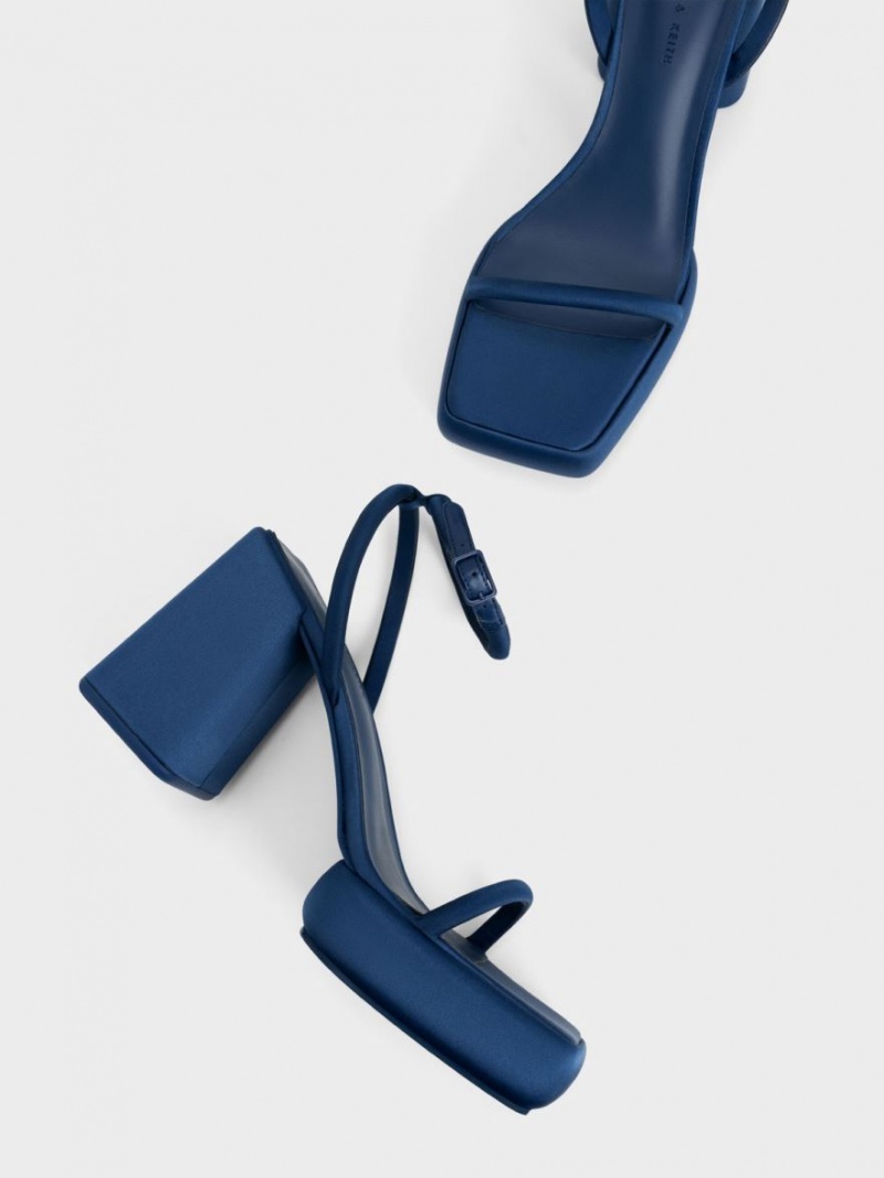 Πεδιλα Πλατφορμεσ Charles And Keith Lucile Satin σκούρο μπλε | 18326-GXCA
