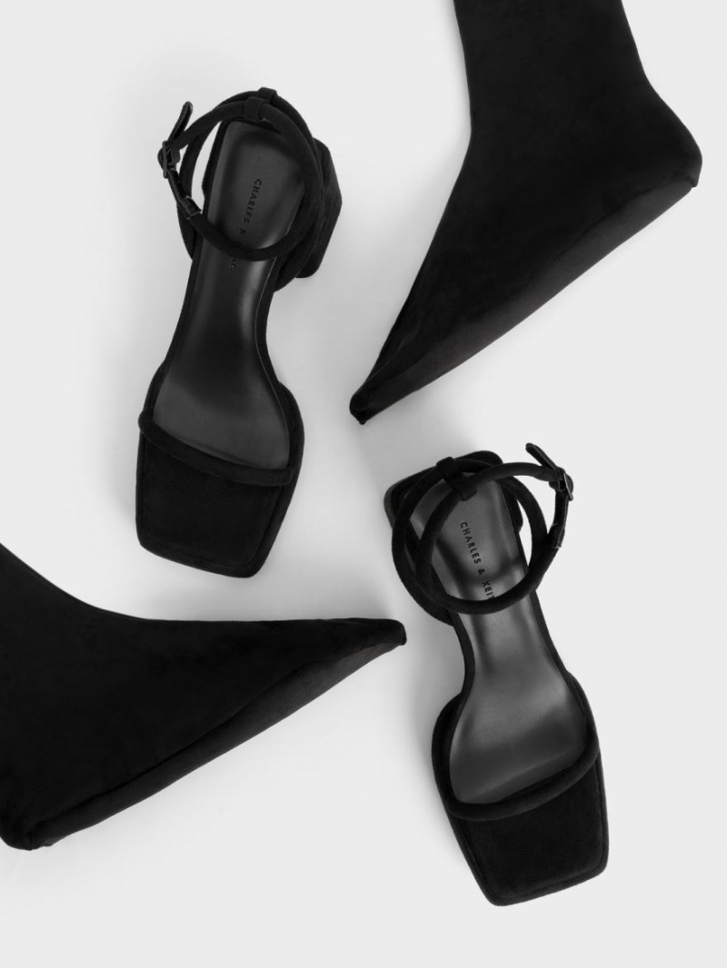 μποτα πλατφορμα Charles And Keith Lucile Textured Calf μαυρα | 04213-NWYX