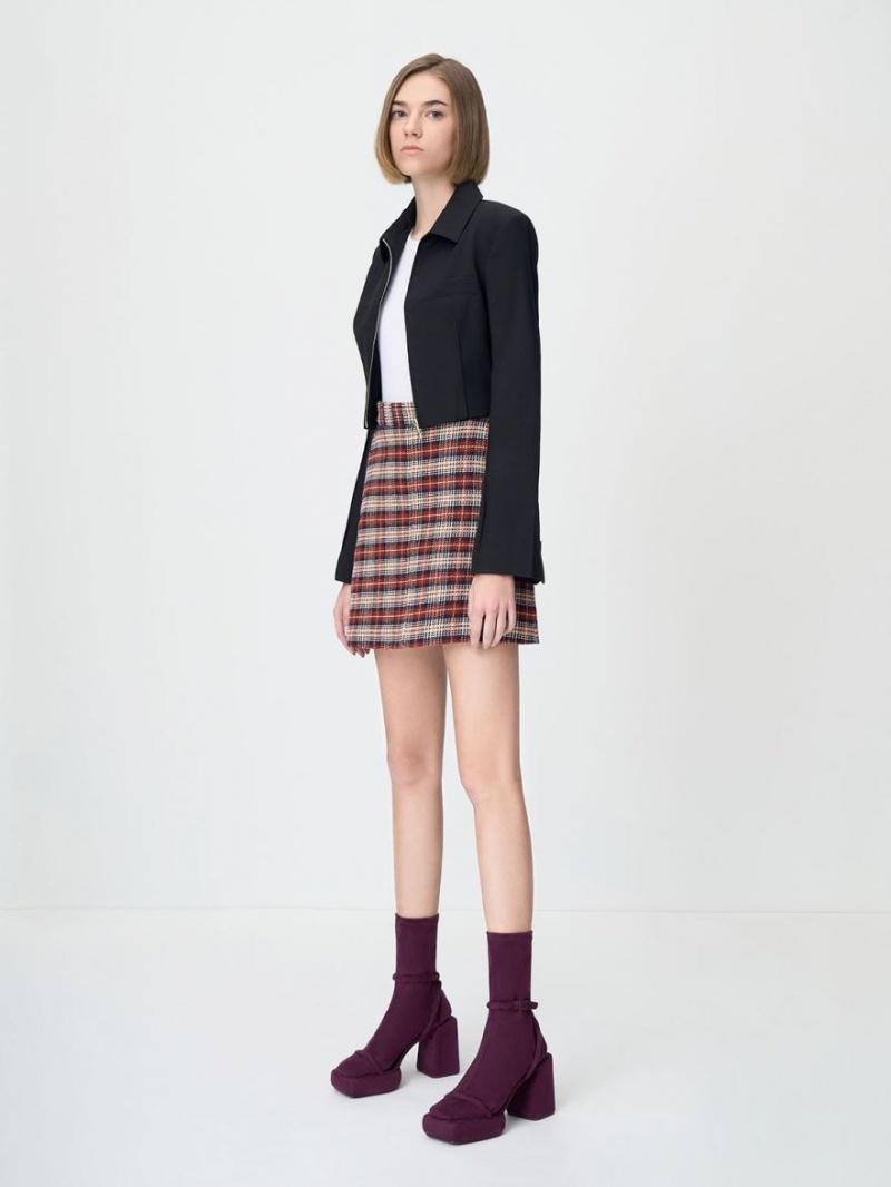 μποτα πλατφορμα Charles And Keith Lucile Textured Calf μπορντο | 02678-SQNJ
