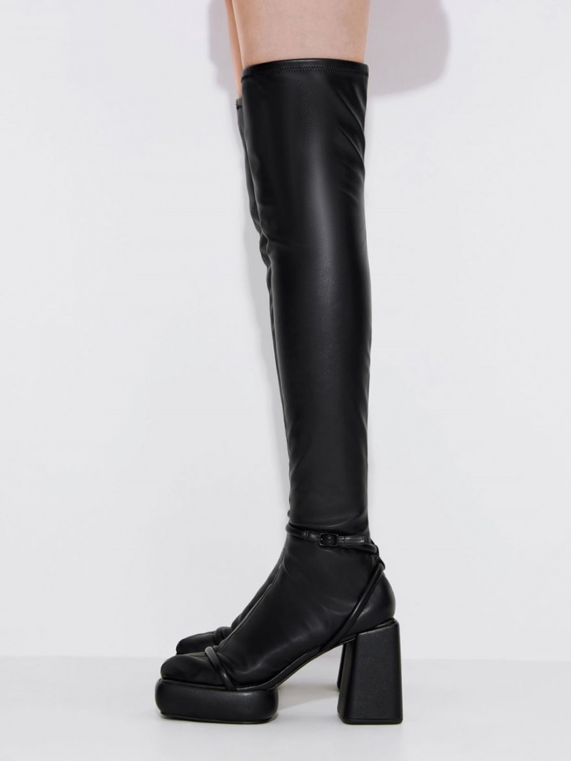 ψηλεσ μποτεσ Charles And Keith Lucile Thigh μαυρα | 32910-FPOS