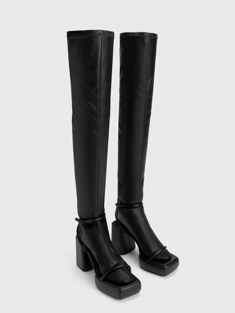 ψηλεσ μποτεσ Charles And Keith Lucile Thigh μαυρα | 32910-FPOS