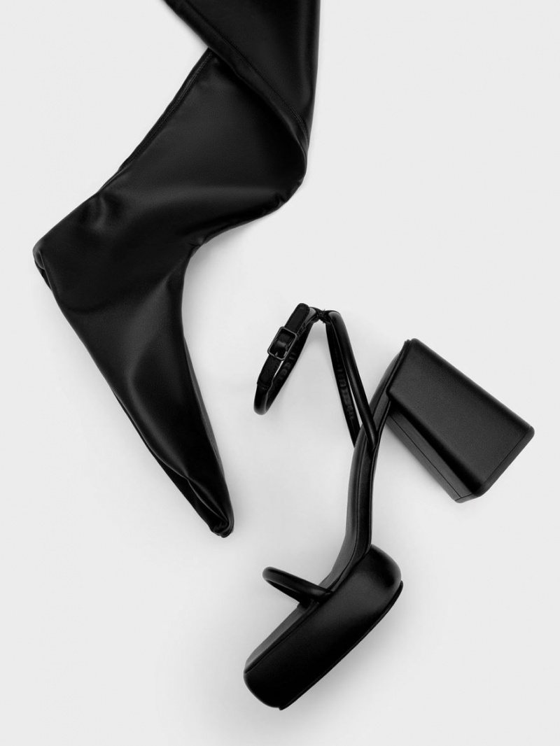 ψηλεσ μποτεσ Charles And Keith Lucile Thigh μαυρα | 32910-FPOS