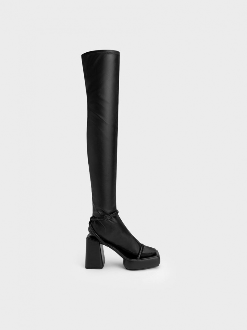 ψηλεσ μποτεσ Charles And Keith Lucile Thigh μαυρα | 32910-FPOS
