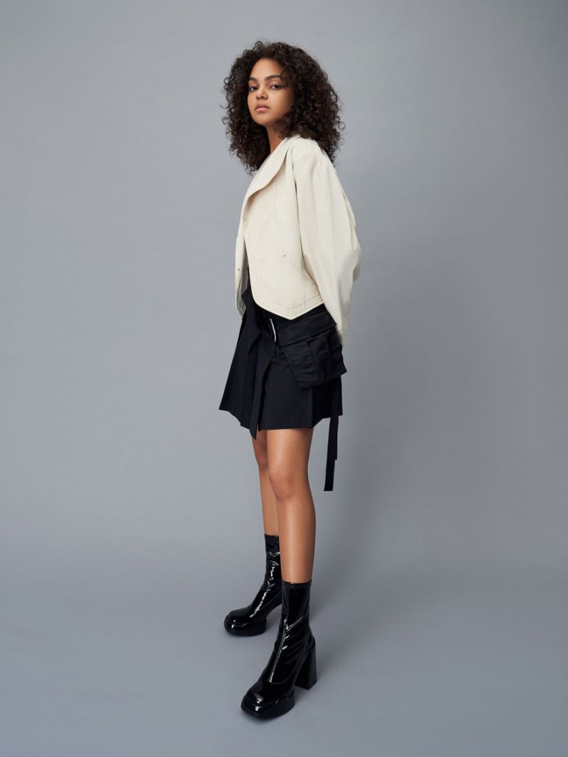 μποτεσ τακουνια Charles And Keith Lula λουστρινι Block μαυρα | 04869-HCBG