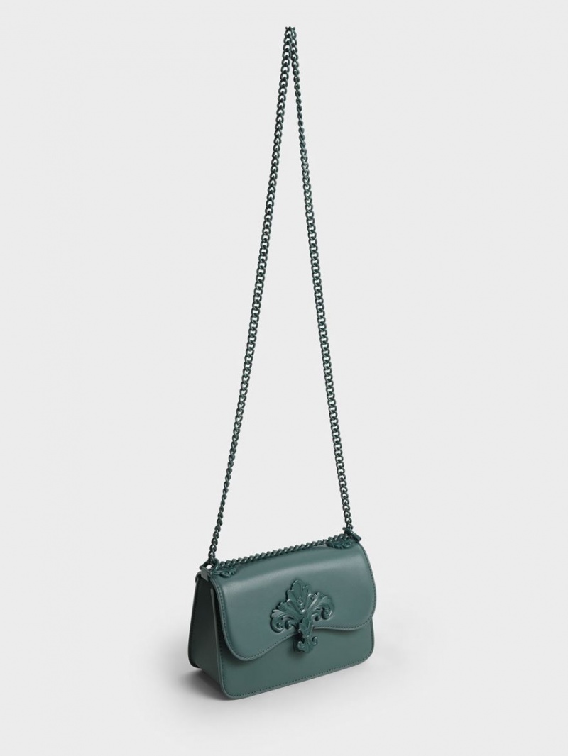 τσάντεσ χιαστί Charles And Keith Meriah Chain λουρακια τυρκουάζ | 25074-VAIF