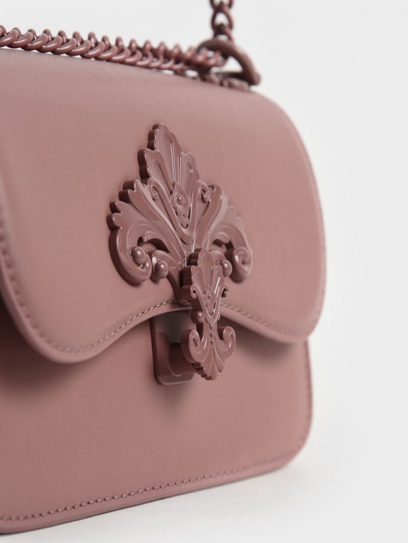 τσάντεσ χιαστί Charles And Keith Meriah Chain λουρακια μωβ | 37125-JCEP