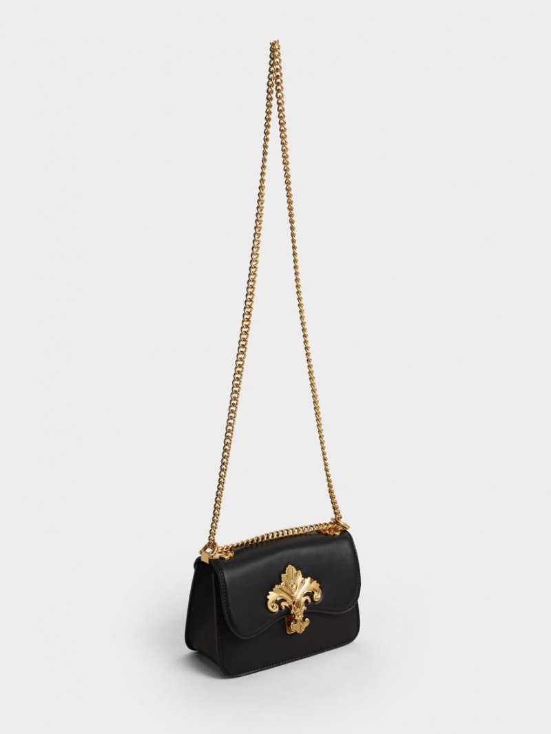 τσάντεσ χιαστί Charles And Keith Meriah Chain λουρακια μαυρα | 52019-NIBA