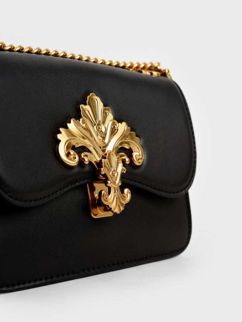 τσάντεσ χιαστί Charles And Keith Meriah Chain λουρακια μαυρα | 52019-NIBA