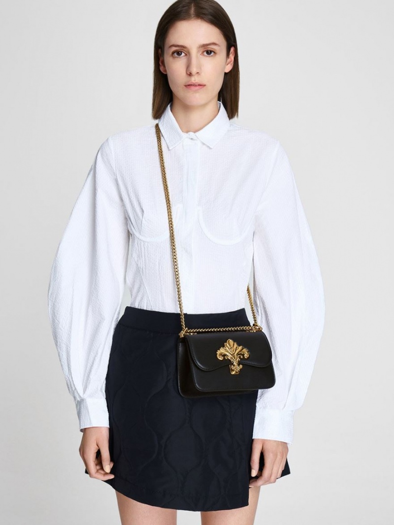 τσάντεσ χιαστί Charles And Keith Meriah Chain λουρακια μαυρα | 52019-NIBA