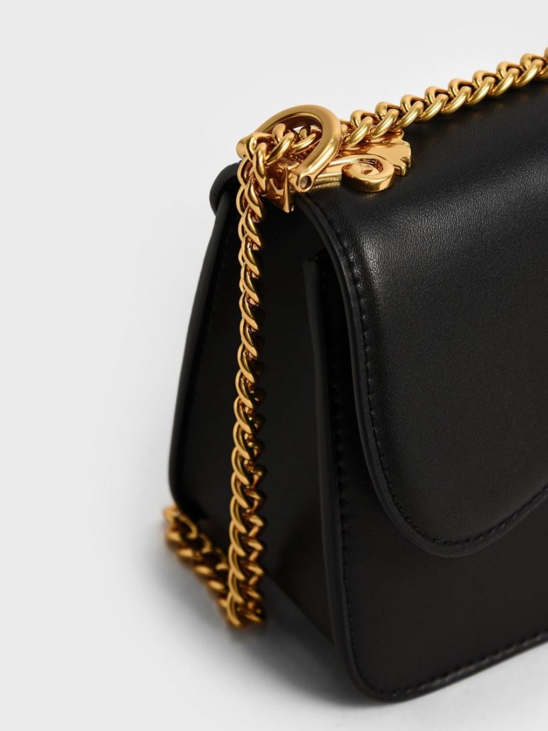 τσάντεσ χιαστί Charles And Keith Meriah Chain λουρακια μαυρα | 52019-NIBA