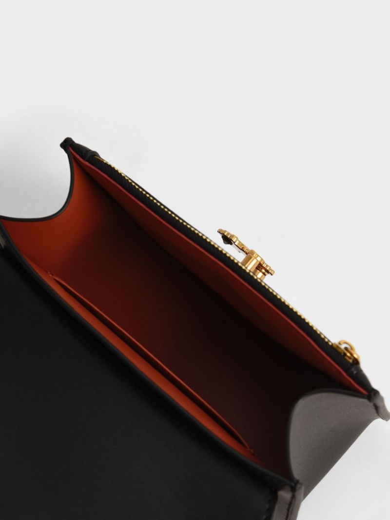 τσάντεσ χιαστί Charles And Keith Meriah Chain λουρακια μαυρα | 52019-NIBA