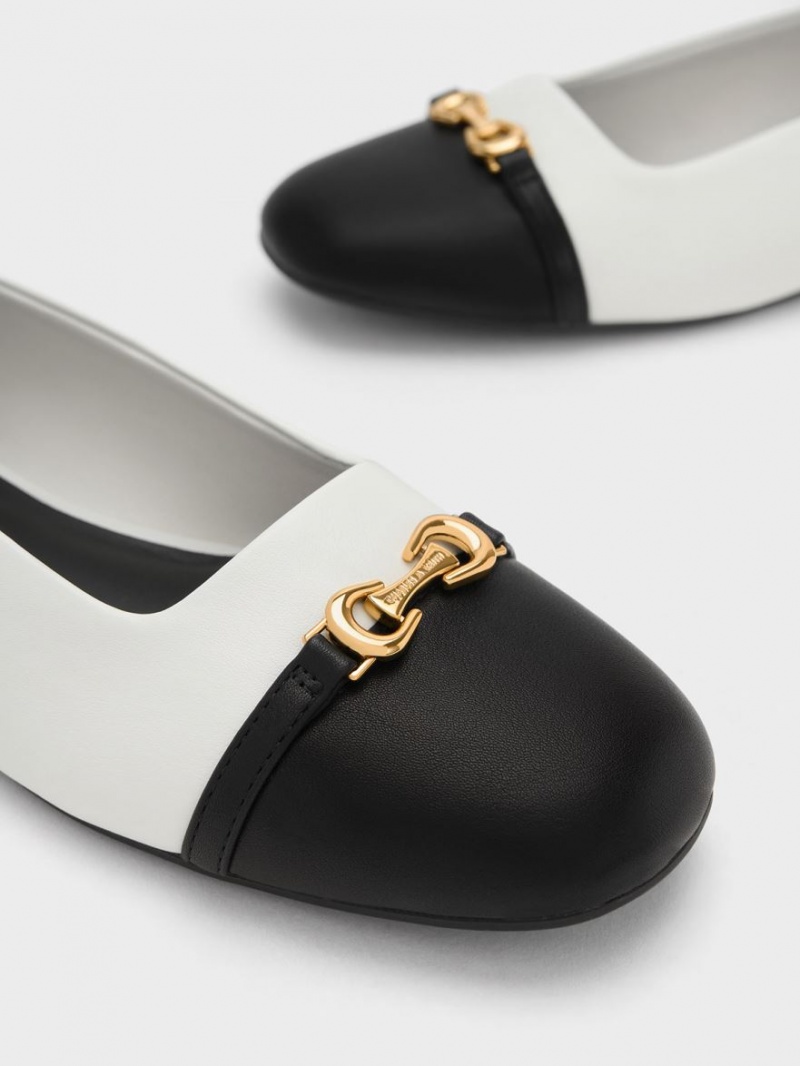 Παπουτσια Μπαλαρινεσ Charles And Keith Metallic Accent Two-Tone ασπρα | 84965-NKZQ