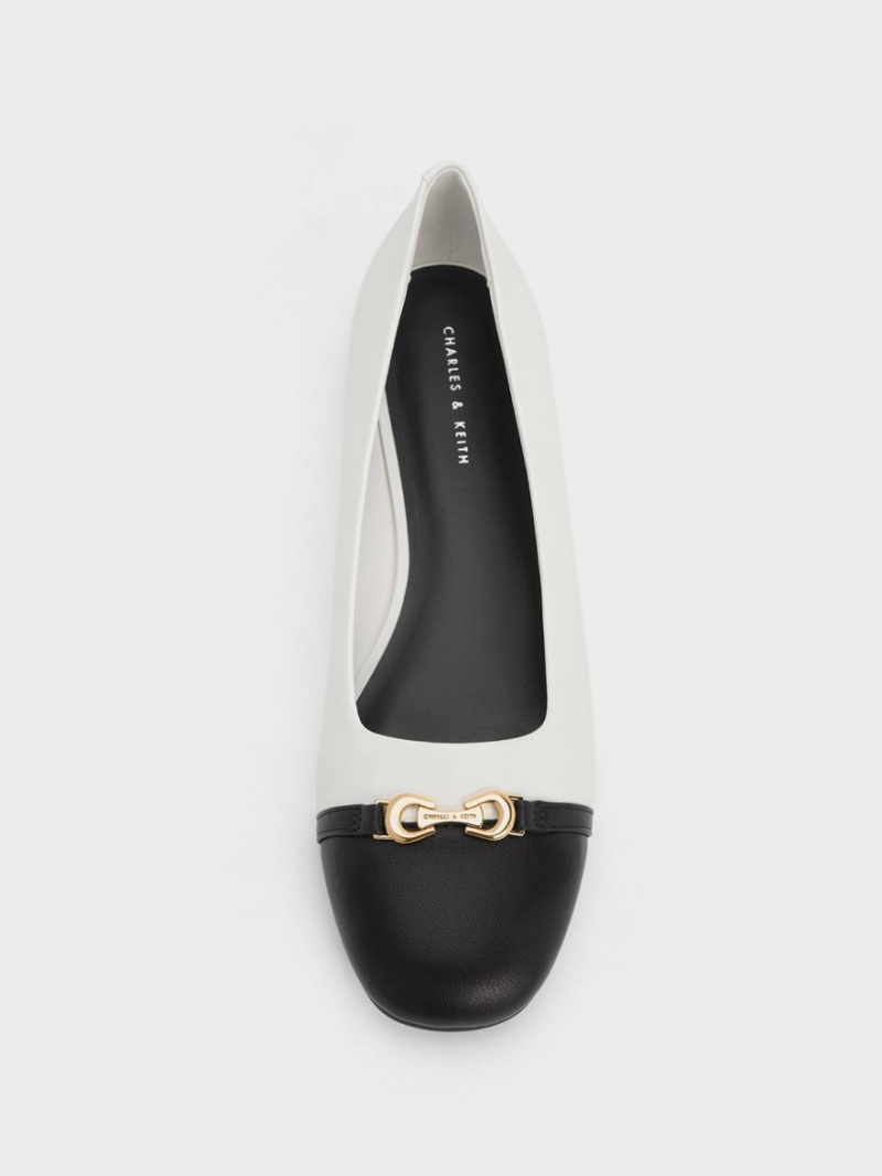 Παπουτσια Μπαλαρινεσ Charles And Keith Metallic Accent Two-Tone ασπρα | 84965-NKZQ