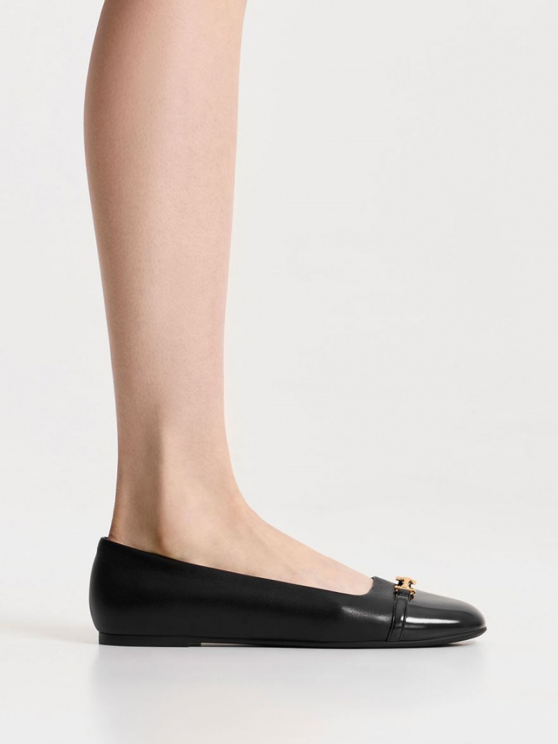 Παπουτσια Μπαλαρινεσ Charles And Keith Metallic Accent μαυρα | 83529-KWJO