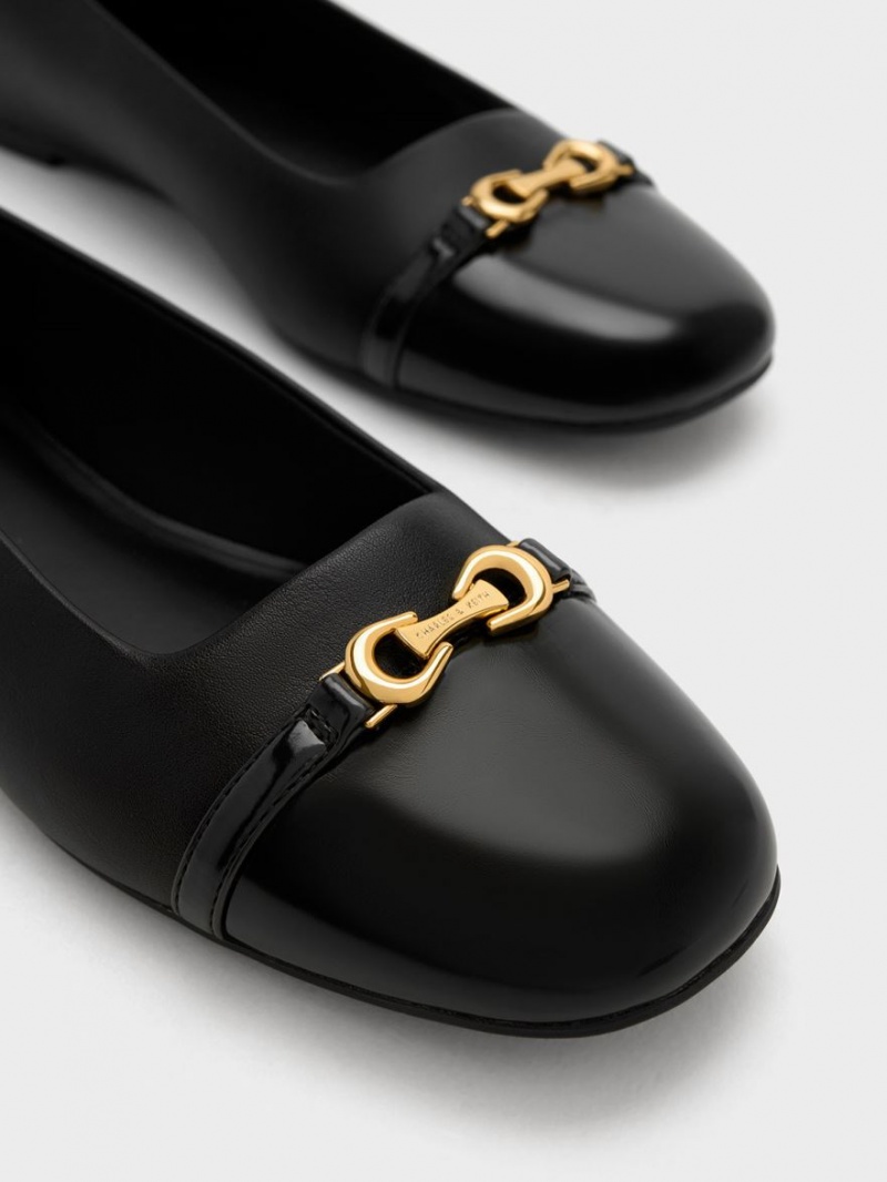 Παπουτσια Μπαλαρινεσ Charles And Keith Metallic Accent μαυρα | 83529-KWJO