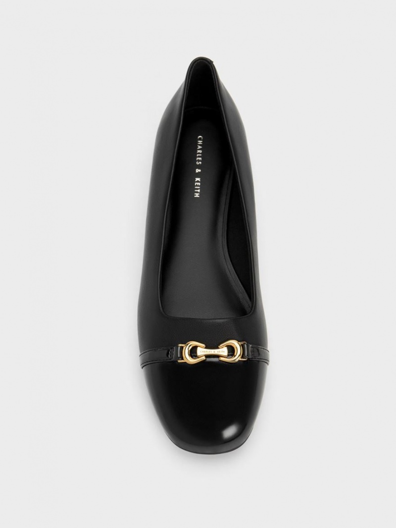 Παπουτσια Μπαλαρινεσ Charles And Keith Metallic Accent μαυρα | 83529-KWJO