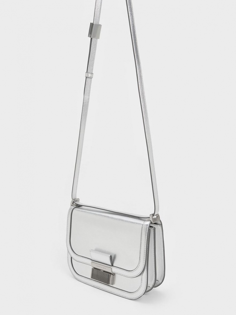 τσάντεσ χιαστί Charles And Keith Metallic Charlot ασημι | 35610-BSYN