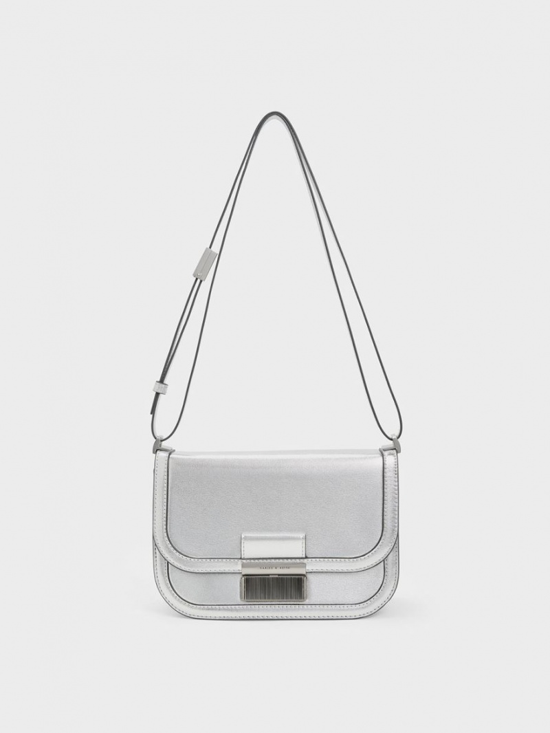 τσάντεσ χιαστί Charles And Keith Metallic Charlot ασημι | 35610-BSYN