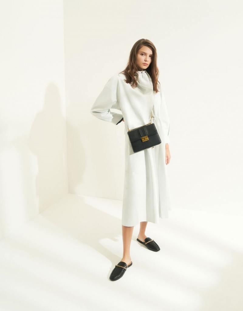 τσάντεσ ώμου Charles And Keith Metallic Push-Lock μαυρα | 64792-RKEO