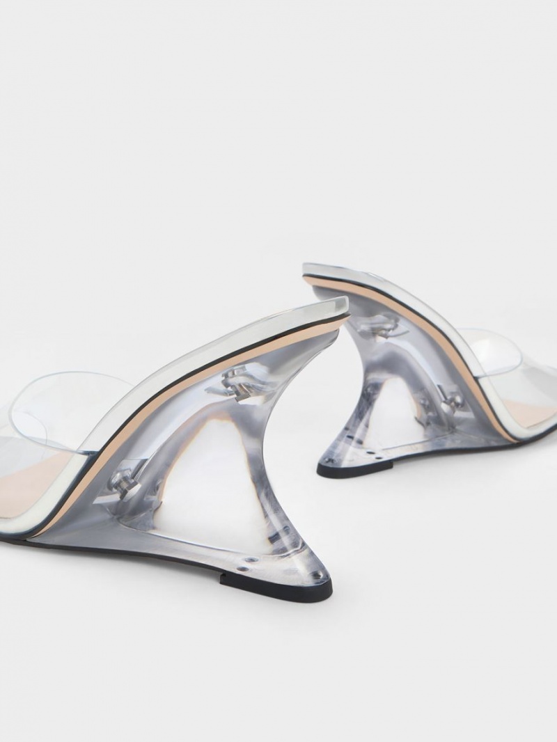 παπουτσια πλατφορμα Charles And Keith Metallic Sculptural Heel ασημι | 68573-FOMT