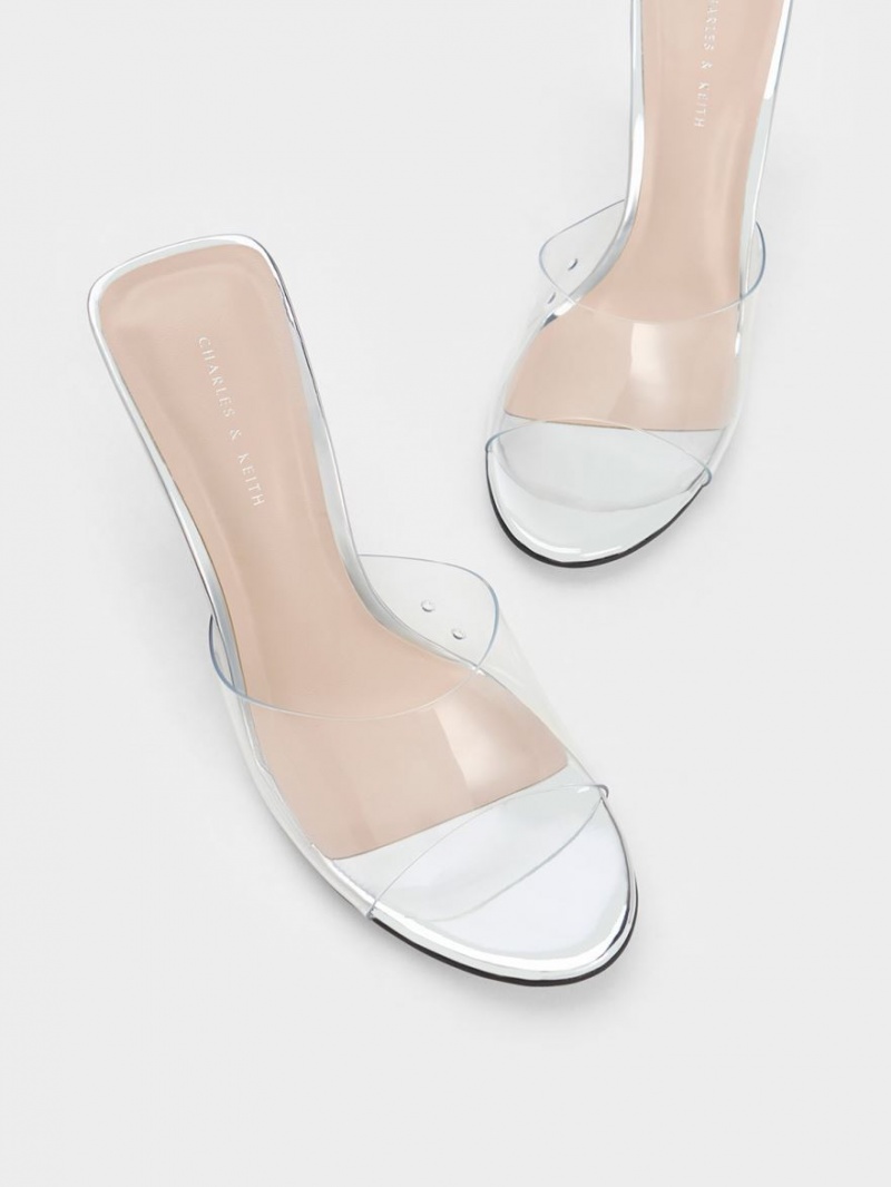 παπουτσια πλατφορμα Charles And Keith Metallic Sculptural Heel ασημι | 68573-FOMT