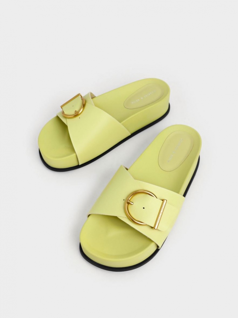 Πεδιλα Πλατφορμεσ Charles And Keith Metallic πόρπης κίτρινα | 45168-TZLN