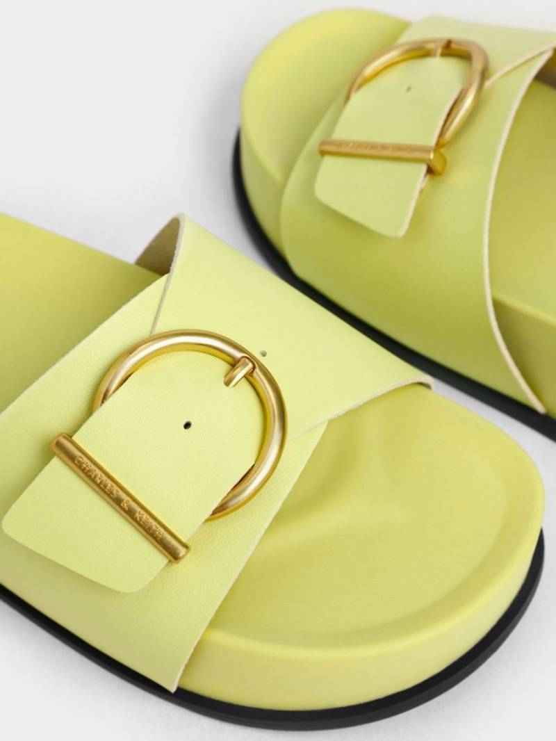Πεδιλα Πλατφορμεσ Charles And Keith Metallic πόρπης κίτρινα | 45168-TZLN