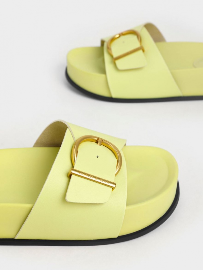 Πεδιλα Πλατφορμεσ Charles And Keith Metallic πόρπης κίτρινα | 45168-TZLN