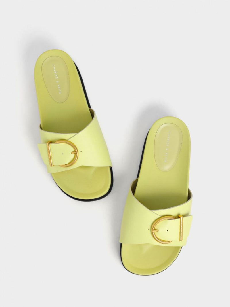 Πεδιλα Πλατφορμεσ Charles And Keith Metallic πόρπης κίτρινα | 45168-TZLN