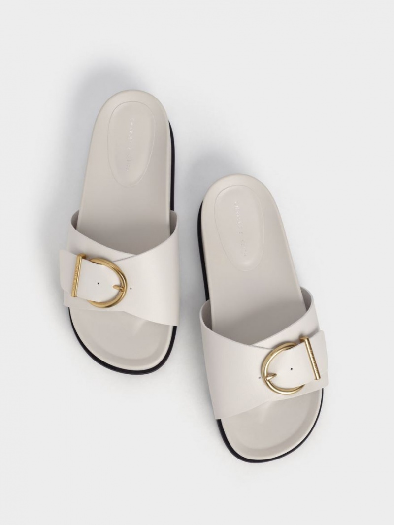 Πεδιλα Πλατφορμεσ Charles And Keith Metallic πόρπης ασπρα | 54762-AXWL