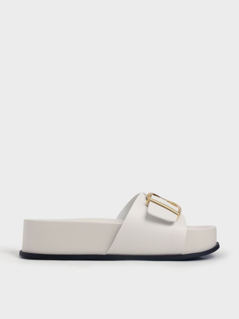 Πεδιλα Πλατφορμεσ Charles And Keith Metallic πόρπης ασπρα | 54762-AXWL