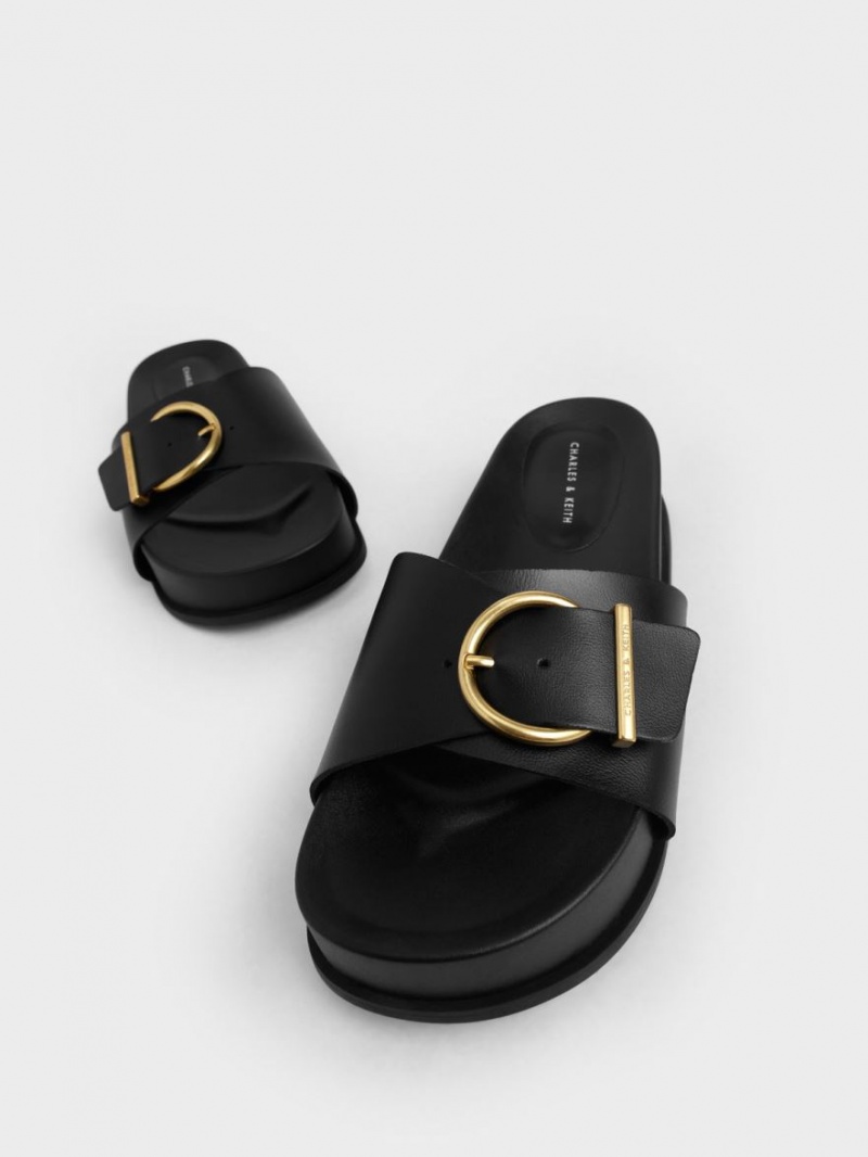 Πεδιλα Πλατφορμεσ Charles And Keith Metallic πόρπης μαυρα | 87639-GDSI