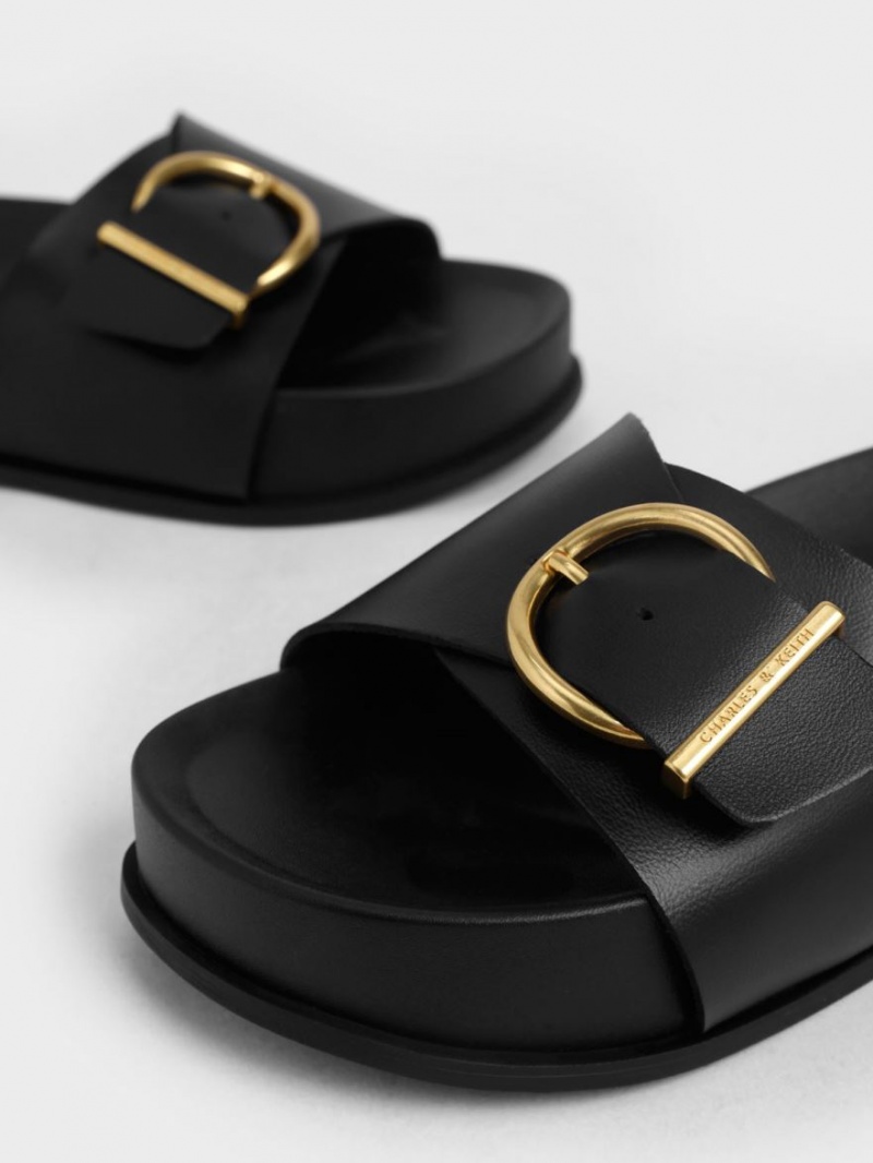 Πεδιλα Πλατφορμεσ Charles And Keith Metallic πόρπης μαυρα | 87639-GDSI