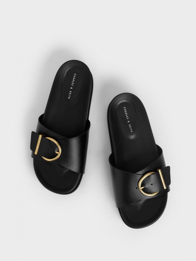 Πεδιλα Πλατφορμεσ Charles And Keith Metallic πόρπης μαυρα | 87639-GDSI