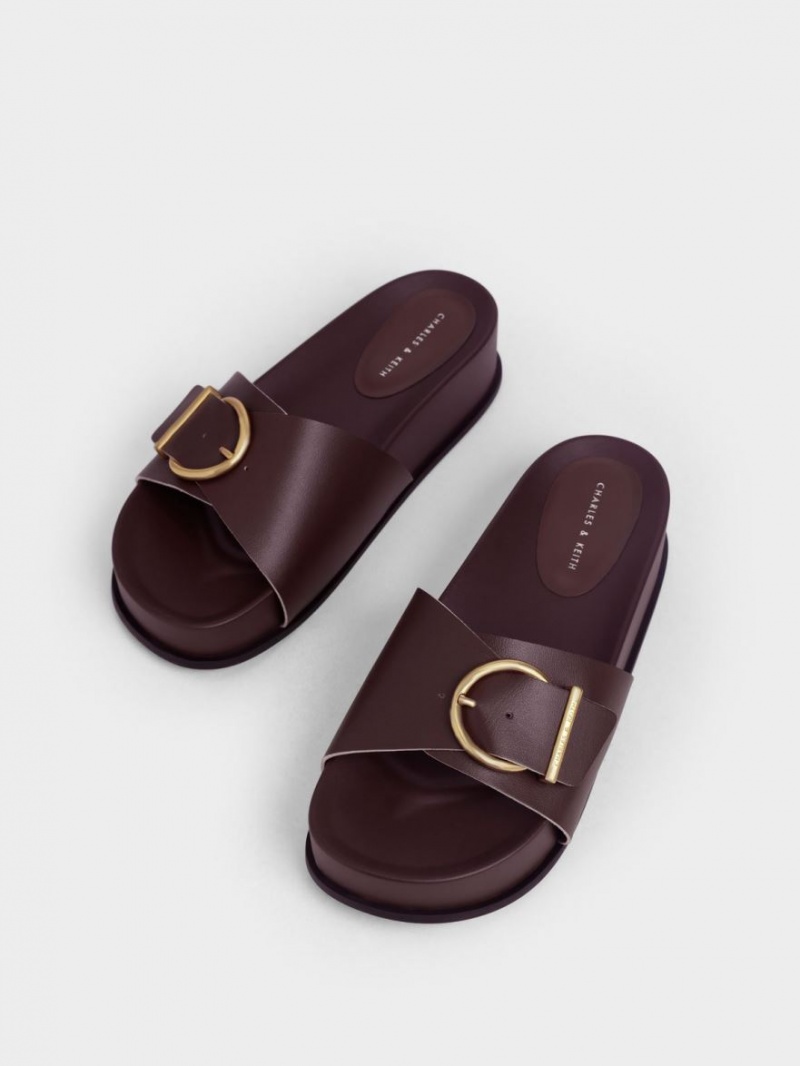 Πεδιλα Πλατφορμεσ Charles And Keith Metallic πόρπης καφε | 92514-OYJH
