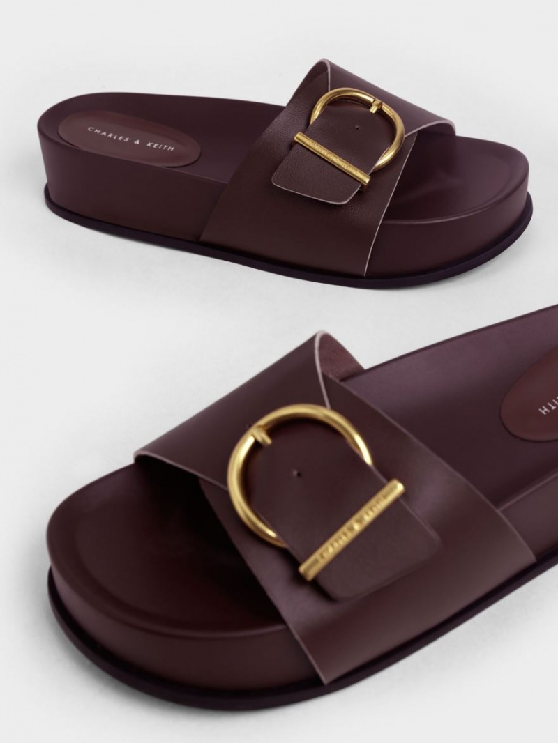 Πεδιλα Πλατφορμεσ Charles And Keith Metallic πόρπης καφε | 92514-OYJH