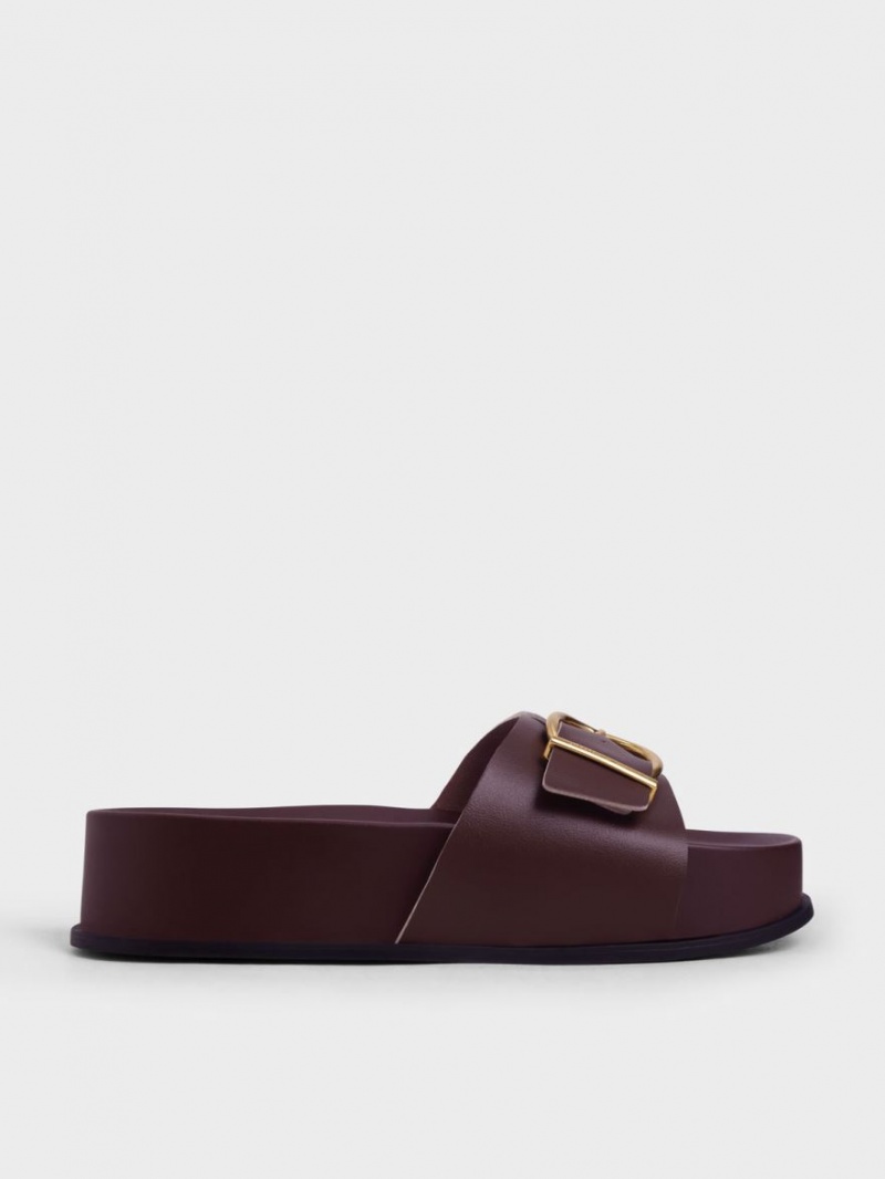 Πεδιλα Πλατφορμεσ Charles And Keith Metallic πόρπης καφε | 92514-OYJH